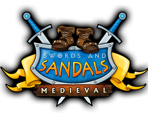 game swords and sandals medieval logo